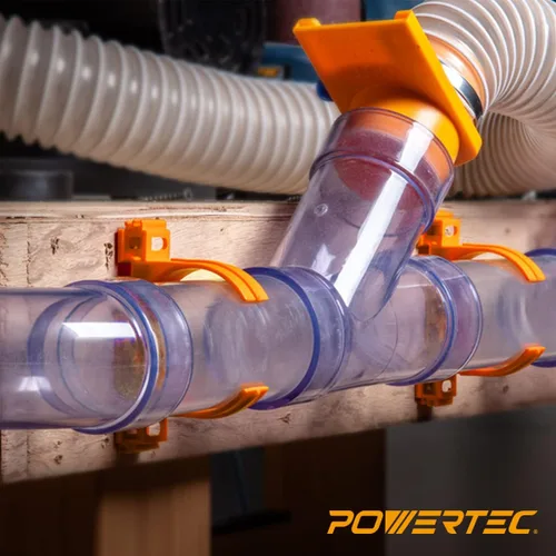Vista 7 de POWERTEC 70342-P2 Perchas de estilo abierto para tubería y manguera de recolección de polvo de 2-1/2 pulgadas con múltiples opciones de montaje