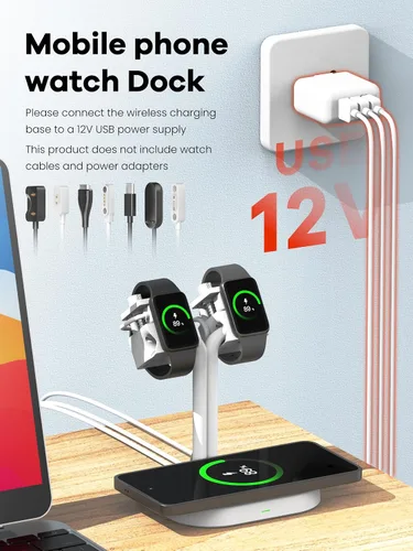 Vista 7 de Base de carga universal para reloj dual A33SW-Blanco