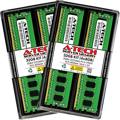 Vista 128 de A-Tech 4GB DDR4 2133MHz PC4-17000 ECC RDIMM 1Rx8 Single Rank 1.2V ECC Registered DIMM de 288 pines Módulo de actualización de memoria RAM