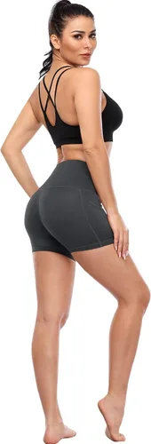 Vista 8 de CADMUS Pantalones cortos deportivos de tiro alto para mujer, para yoga, acondicionamiento físico y correr, con bolsillos profundos