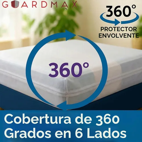 Vista 6 de Guardmax Funda de colchón de vinilo resistente con cremallera tamaño individual, protector de colchón impermeable y transpirable, ropa de cama