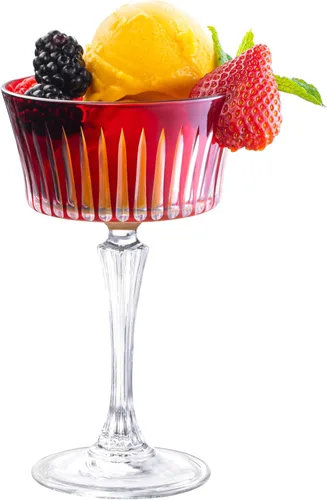 Vista 5 de Barski - Copas de champán de colores - Copa de cóctel rojo rubí, cristalería de Martini con tallo, se puede utilizar para postres, helados - Rojo