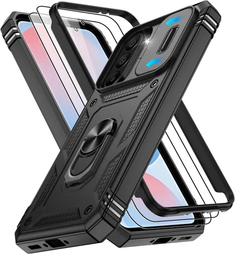 Vista 203 de Gritup Funda para Google Pixel 6 con cubierta deslizante para cámara y protector de pantalla (2 unidades), soporte de anillo giratorio 360°, funda