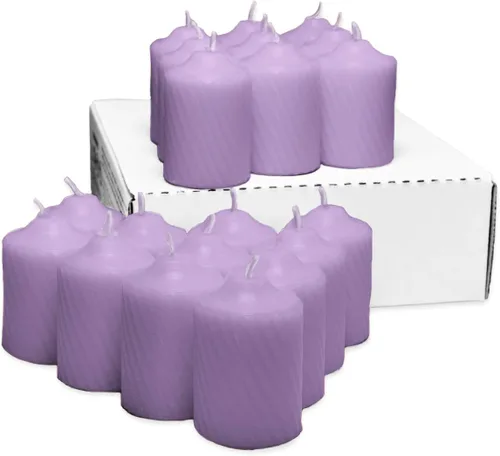 Vista 3 de Velas votivas perfumadas de lavanda, 15 horas de tiempo de combustión, acabado texturizado, caja de 20