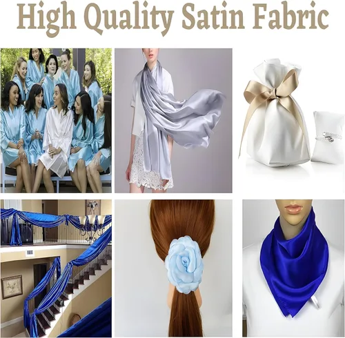 Vista 4 de Fynite Tela de satén Charmeuse 1 yarda 44 pulgadas de ancho Suave y brillante, satén sedoso para vestido de novia, manualidades de moda