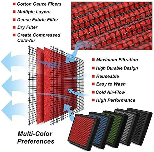 Vista 6 de Filtro de aire lavable de algodón rojo compatible / repuesto para Holden Epica 2.4L L4