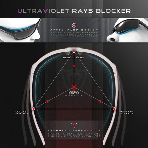Vista 5 de ATTCL - Gafas de sol polarizadas para hombres - Gafas deportivas de pesca 100% protección UV