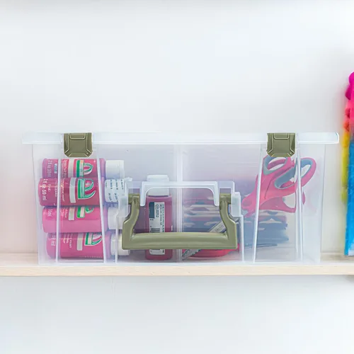 Vista 5 de ArtBin 6990AB Super Satchel Caja de Compartimentos de Doble Profundidad - Almacenamiento de Arte con 8 Compartimentos Removibles, Cierre Inteligente