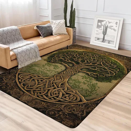 Vista 4 de Celtic Area Rug - Alfombra vikinga decorativa del árbol de la vida, suave, moderna, única, antideslizante, para comedor, regalo para padres, niños