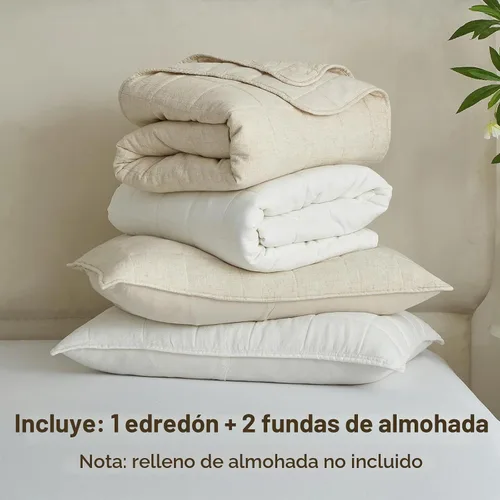 Vista 8 de Powdion Edredón 100% Lino Queen, Puntada de Caja Lino Francés Frontal Algodón Posterior Ropa de Cama, Colcha Vintage Occidental Prelavada para Todas