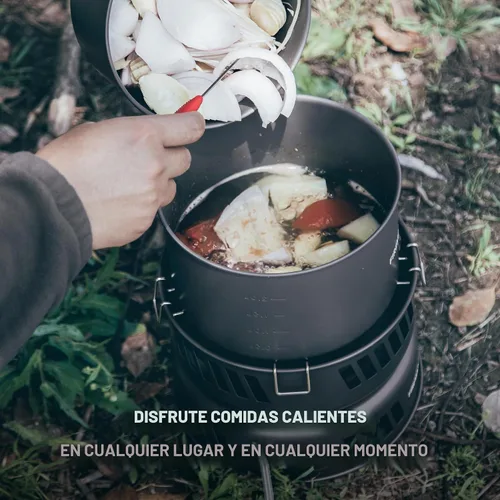 Vista 3 de Juego de Cocina Versátil al Aire Libre Fire Maple, Estufa de Gas de Aluminio, Kit de Utensilios de Cocina para Acampada Compacto y Duradero