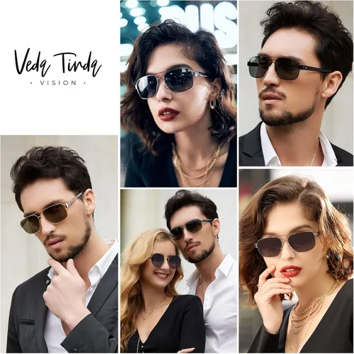 Vista 6 de veda Tinda Gafas de sol polarizadas deportivas de aviador para hombres y mujeres cuadradas modernas retro para conducir pesca 100 bloqueo UV400