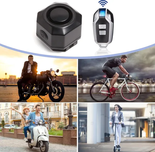 Vista 6 de Bocina de bicicleta vehículo eléctrico inalámbrico sistema de alarma de vibración con sensor de movimiento, alarma antirrobo impermeable recargable