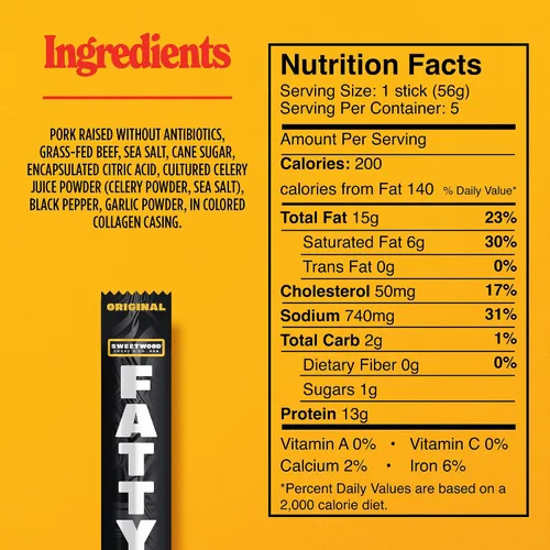 Vista 2 de FATTY Palitos de carne seca original, 2 oz. (5-pk)