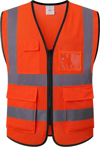 Vista 9 de Chaleco de seguridad reflectante para hombres y mujeres, chaleco de construcción que cumple con el estándar ANSI/ISEA