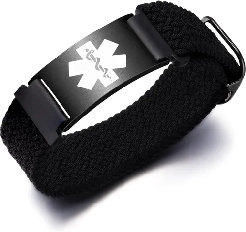 Vista 15 de Pulseras deportivas personalizadas de alerta médica para mujeres y hombres – Pulseras de identificación médica personalizadas con grabado gratuito