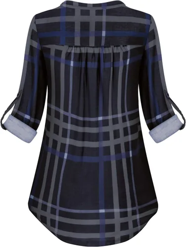 Vista 3 de Viracy - Camiseta de manga 34 para mujer, cuello en V, diseño holgado, estilo túnica