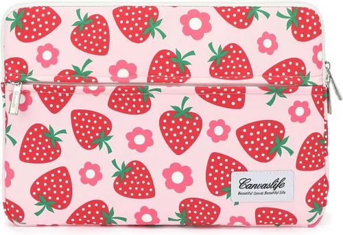 Vista 37 de Canvaslife - Funda de lona para laptop de 13 pulgadas con patrón de cuadros negros y bolsillo de 13 y 13.3 pulgadas