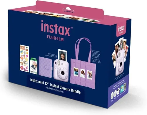 Vista 2 de Fujifilm INSTAX MINI 12 Blue Bundle 2025 (2 paquetes individuales (20 hojas), morado lila