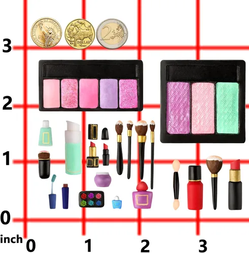 Vista 6 de Herramientas de maquillaje pequeñas de silicona para fondant, juego de pincel, lápiz labial, colorete en polvo, paleta de sombra de ojos 23