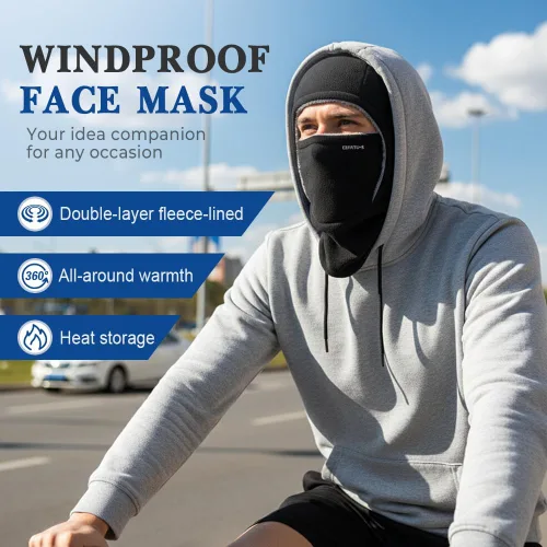 Vista 2 de Gorro unisex resistente al viento y cálido, pasamontañas de invierno con cubierta para la nariz y las orejas, gorro de cuello para esquí, motocicleta