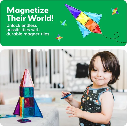 Vista 6 de PicassoTiles Bloques de Construcción de Azulejos Magnéticos Tamaño Mini Serie Diamante Juguetes Magnéticos Tamaño de Viaje Imanes de Construcción