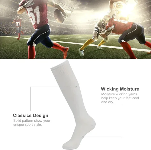 Vista 4 de Three street - Calcetines de fútbol, béisbol, sóftbol, unisex, hasta la rodilla, de compresión, de tubo deportivo, de compresión, 2-10 pares