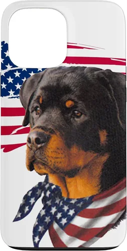 Vista 24 de Funda genial impresionante con la bandera estadounidense para iPhone 16 Rottweiler Dog