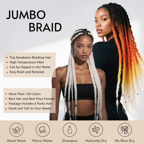 Vista 3 de 6 juegos de extensiones de cabello Kanekalon trenzado y sombreado, pelo de fibra sintética de alta temperatura de 24 pulgadas para trenzas crochet