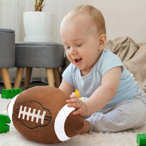 Vista 4 de HyDren 2 almohadas de felpa de fútbol – Almohadas suaves y esponjosas de fútbol de 12 pulgadas para niños, niñas, dormitorio, cuarto de bebé
