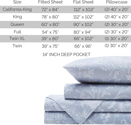 Vista 281 de Southshore Fine Living, Inc. Colección Winter Brush, juego de sábanas de 3 piezas para cama individual, sábana bajera con bolsillo profundo de 14