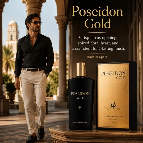 Vista 5 de Instituto Español Poseidon Gold Eau de Toilette para hombre, fragancia sofisticada y armoniosa, botella de spray de 5.1 fl oz (5.1 fl oz), fabricado