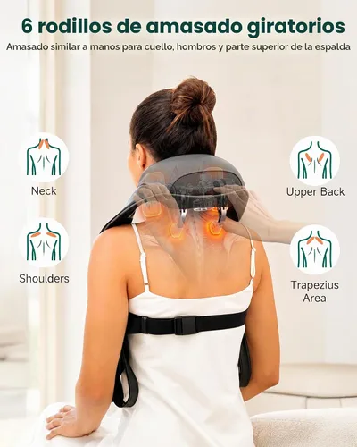 Vista 6 de Masajeador inalámbrico de cuello y hombros Snailax 4D Negro A