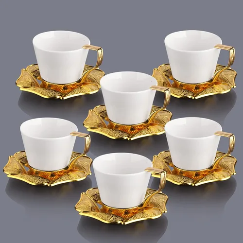 Vista 6 de LaModaHome Juego de 6 tazas de café expreso con platillos, tazas de café griego árabe turco de porcelana para mujeres, hombres, adultos, invitados