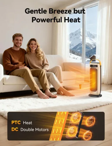 Vista 4 de Calentador de espacio, calentadores eléctricos de cerámica PTC de 1500 W para uso en interiores con control remoto, calentador de habitación de 4