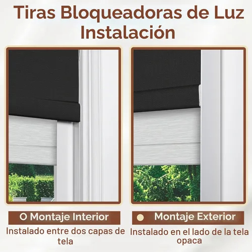 Vista 8 de BERISSA Persianas enrollables dobles inalámbricas con cenefa de cassette, persianas de doble ventana opacas y filtrantes de luz, persianas