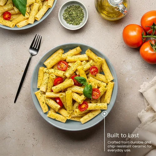 Vista 4 de KooK Tazones para pasta, para sopas y ensaladas, juego de 4, 40 onzas azul (Casper Blue)