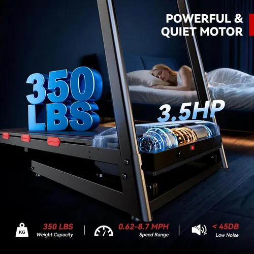 Vista 6 de Cinta de correr inclinada de 8.7 MPH para correr y caminar, cintas de correr BLDC silenciosas de 3.5 HP para el hogar con tecnología de doble