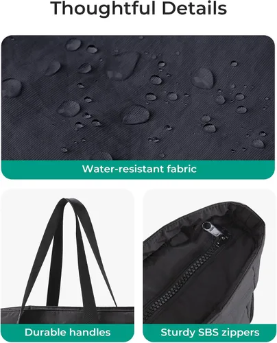 Vista 6 de BAGSMART Bolsa de mano para mujer, bolsa de mano con cremallera, bolsa de trabajo con compartimentos, bolsa de hombro para enfermera, para viajes