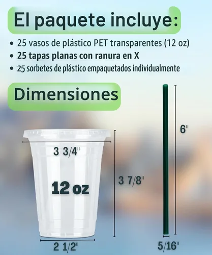 Vista 3 de Cappatua - Vasos de plástico transparente de 12 onzas con tapas y popotes, vasos desechables para bebidas frías, café helado, batidos, batidos, 25