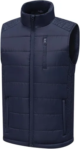Vista 19 de Msmsse Chalecos de invierno para hombre, con forro polar, acolchado, casual, sin mangas