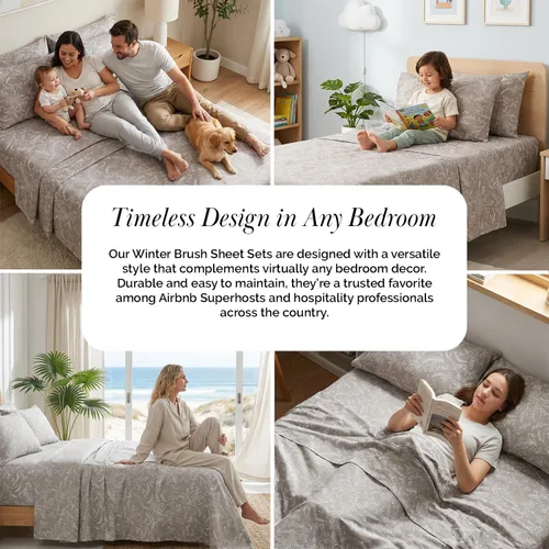 Vista 116 de Southshore Fine Living, Inc. Colección Winter Brush, juego de sábanas de 3 piezas para cama individual, sábana bajera con bolsillo profundo de 14