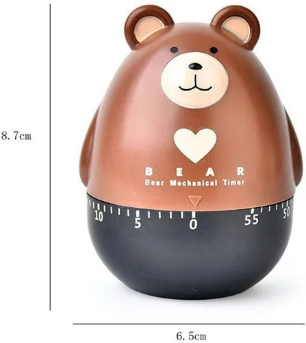 Vista 2 de Encantador oso de dibujos animados temporizadores mecánicos 60 Minutos Maquinaria Cocina Gadget Temporizador de cocina Reloj de alarma fuerte Marrón