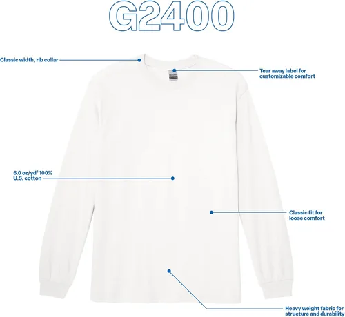 Vista 70 de Gildan - Camiseta de manga larga de algodón ultra estilo G2400 para adultos, paquete múltiple