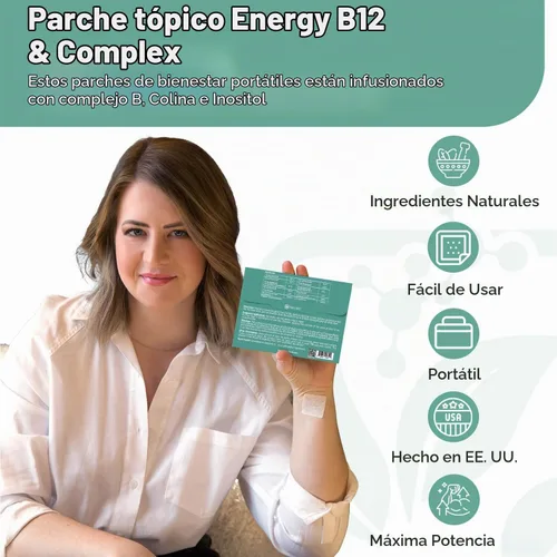Vista 2 de NUTRI-PATCH Energy B12 Parches corporales, complejo de vitamina B y biotina, 30
