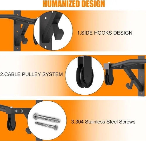 Vista 5 de Upgrade Pull Up Bar Wall Mounted,Heavy Duty Multi Grip Chin Up Bar for Strength Training, 600 lbs Capacity, Durable Steel Construction, Perfect for