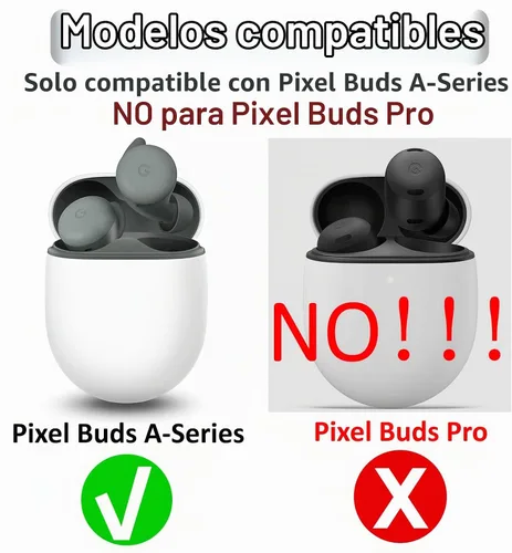 Vista 2 de 6 pares de almohadillas compatibles con Pixel Buds Serie A, auriculares de silicona de repuesto, accesorios de ala compatibles con Google Pixel Buds