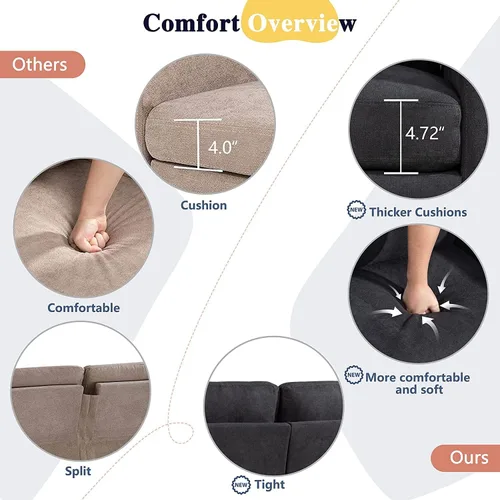 Vista 3 de SUNLEI Sofá modular de 79 pulgadas, sofás convertibles en forma de L para sala de estar, juegos de muebles de 3 piezas, sofá modular con diván