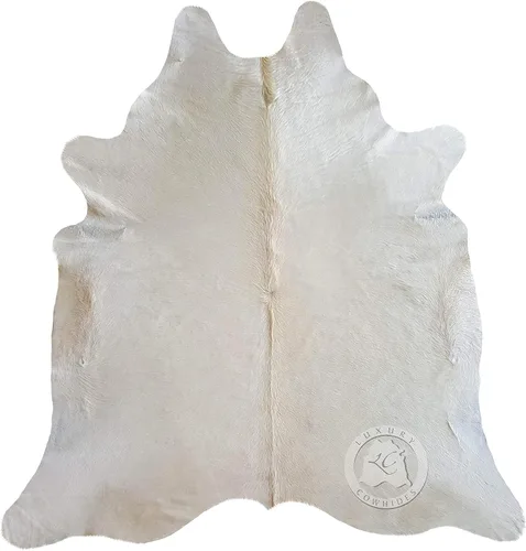 Vista 4 de Sunshine Cowhides Alfombra 100% auténtica de piel de vaca blanca natural, alfombra de estilo moderno de piel de animal y alfombra para el suelo