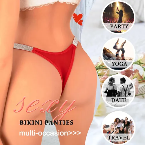 Vista 4 de Tangas para mujer, sexy, sin costuras, tanga y cintura baja